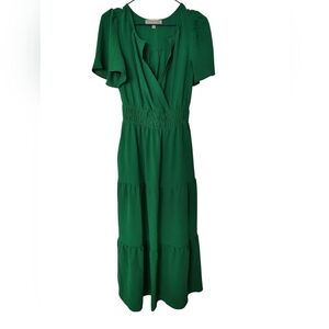SALE 🔥Monteau Emerald Green Tiered Maxi Dress with Smocked Waist - Size Medium